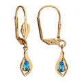 Boucles d'oreille pendantes en plaqué or ovale suspendu avec oxyde bleu clair et fermoir dormeuse Boucles d'oreille sur Artemare : Boucles d'oreille pendantes en plaqué or ovale suspendu avec oxyde bleu clair et fermoir dormeuse