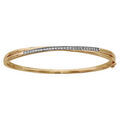 Bracelets sur Artemare : Bracelet jonc en plaqu&eacute; or articul&eacute; crois&eacute; rail oxydes blancs sertis