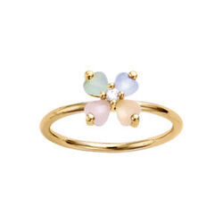 Bague en plaqu&eacute; or forme fleur en verre opaque pastel