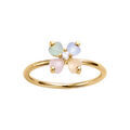 Bagues sur Artemare : Bague en plaqu&eacute; or forme fleur en verre opaque pastel