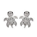 Boucles d'oreille sur Artemare : Boucles d'oreille en argent rhodi&eacute; tortue orn&eacute;e d'oxydes blancs sertis et fermoir poussette