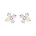 Boucles d'oreille en argent rhodi&eacute; forme fleur verre opaque pastel et fermoir poussette Artemare