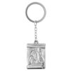 Porte-clefs en acier avec parchemin motif Saint Christophe