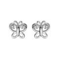 Boucles d'oreille en argent rhodi&eacute; papillon ajour&eacute; oxydes blancs et fermoir poussette Artemare