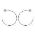 Cr&eacute;oles en argent rhodi&eacute; tube diamant&eacute; 30 mm et fermoir poussette Artemare