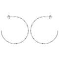 Cr&eacute;oles en Argent rhodi&eacute; tube diamant&eacute; 41 mm et fermoir poussette