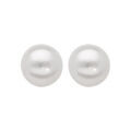 Boucles d'oreilles tige Argent rhodi&eacute; perle de culture d'eau douce 8mm blanche et fermoir poussette