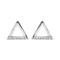 Boucles d'oreille sur Artemare : Boucles d'oreille en argent rhodi&eacute; triangle avec oxydes blancs sertis et fermoir poussette