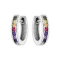 Boucles d'oreille sur Artemare : Cr&eacute;oles en argent rhodi&eacute; articul&eacute;es empierr&eacute;es multi couleurs