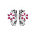 Cr&eacute;oles en argent rhodi&eacute; motif fleur rose Artemare