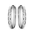 Boucles d'oreille sur Artemare : Cr&eacute;oles en argent rhodi&eacute; fantaisie ruban diamant&eacute; large 23mm