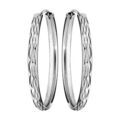 Cr&eacute;oles en Argent rhodi&eacute; fantaisie ruban diamant&eacute; large 33mm