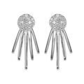 Boucles d'oreille sur Artemare : Boucles d'oreille en argent rhodi&eacute; rayons de soleil oxydes blancs sertis et fermoir poussette