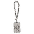 Porte-clef en argent massif rectangulaire Saint-Christophe effet viel argent Artemare
