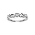 Bagues sur Artemare : Bague en argent rhodi&eacute; avec coeurs lisses et coeurs d'oxydes blancs sertis