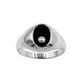 Chevali&egrave;res sur Artemare : chevali&egrave;re en argent rhodi&eacute; petit plateau ovale en onyx avec 1 oxyde blanc 10 X 7