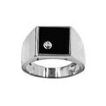 Chevali&egrave;res sur Artemare : chevali&egrave;re en argent rhodi&eacute; plateau carr&eacute; en onyx avec 1 oxyde blanc 10 X 10