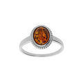 Bagues sur Artemare : Bague en argent rhodi&eacute; en ambre oval v&eacute;ritable