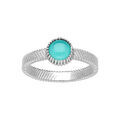 Bagues sur Artemare : Bague en argent rhodi&eacute; jonc avec pierre cabochon turquoise synth&eacute;se