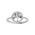 Bagues sur Artemare : Bague en argent rhodi&eacute; avec arbre de vie multi couleurs contour oxydes blancs sertis