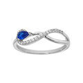Bagues sur Artemare : Bague en argent rhodi&eacute; avec symbole infini avec oxydes blancs sertis et pierre bleu