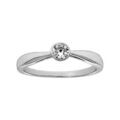 Bagues sur Artemare : Bague en argent rhodi&eacute; solitaire avec 1 oxyde blanc serti