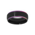 Bagues sur Artemare : Bague en acier et PVD noir avec 2 bords &agrave; reflets