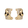 Boucles d'oreilles demi cr&eacute;oles en plaqu&eacute; or petit mod&egrave;le torsades avec oxydes blancs et fermoir poussette Artemare