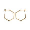 Cr&eacute;oles en plaqu&eacute; or fantaisie hexagonal petit mod&egrave;le et fermoir poussette Artemare