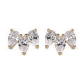 Boucles d'oreille sur Artemare : Boucles d'oreilles en plaqu&eacute; or collection joaillerie motif couronne avec oxydes blancs sertis et fermoir poussette
