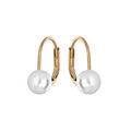 Boucles d'oreille en plaqu&eacute; or avec perle blanche de synth&egrave;se 6mm et fermoir dormeuse Artemare