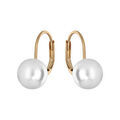 Boucles d'oreille en plaqu&eacute; or avec perle blanche de synth&egrave;se 8mm et fermoir dormeuse Artemare