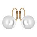 Boucles d'oreille en plaqu&eacute; or avec perle blanche de synth&egrave;se 12mm et fermoir dormeuse Artemare