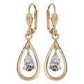 Boucles d'oreille sur Artemare : Boucles d'oreille pendantes en plaqu&eacute; or avec ovale et oxyde blanc et fermoir dormeuse