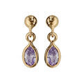 Boucles d'oreille sur Artemare : Boucles d'oreille pendantes en plaqu&eacute; or avec navette violet clair et fermoir poussette