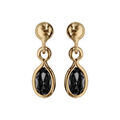 Boucles d'oreille sur Artemare : Boucles d'oreille pendantes en plaqu&eacute; or avec navette noire et fermoir poussette