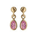 Boucles d'oreille pendantes en plaqu&eacute; or avec navette rose et fermoir poussette
