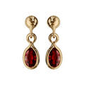 Boucles d'oreille sur Artemare : Boucles d'oreille pendantes en plaqu&eacute; or avec navette rouge et fermoir poussette