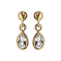 Boucles d'oreille sur Artemare : Boucles d'oreille pendantes en plaqu&eacute; or avec navette blanche et fermoir poussette