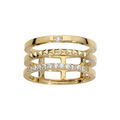 Bague en plaqu&eacute; or 3 anneaux rigides avec oxydes blancs sertis Artemare