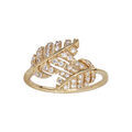 Bague en plaqu&eacute; or feuillage crois&eacute; oxydes blancs sertis Artemare