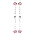 Boucles d'oreille pendantes en argent rhodi&eacute; avec oxydes rose et boule lisse et fermoir poussette Artemare