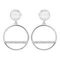Boucles d'oreille sur Artemare : Boucles d'oreille pendantes en argent rhodi&eacute; anneau et oxydes blancs et fermoir poussette