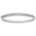 Bracelets sur Artemare : Bracelet jonc en argent rhodi&eacute; articul&eacute; oxydes blancs sertis 65x55mm