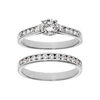 Bague en argent rhodi&eacute; grande taille double anneau avec rail pierres blanches et 1 solitaire blanc