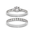 Bagues sur Artemare : Bague en argent rhodi&eacute; grande taille double anneau avec rail pierres blanches et 1 solitaire blanc