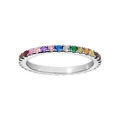 Bague en argent rhodi&eacute; orn&eacute;e d'oxydes multi couleurs