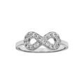 Bague en argent rhodi&eacute; grande taille symbole infini orn&eacute; d'oxydes