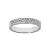 Bague en argent rhodi&eacute; grande taille 3 rang&eacute;es d'oxydes blancs serti
