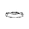 Bague en argent rhodi&eacute; grande taille brins entrelac&eacute;s et oxydes blancs sertis